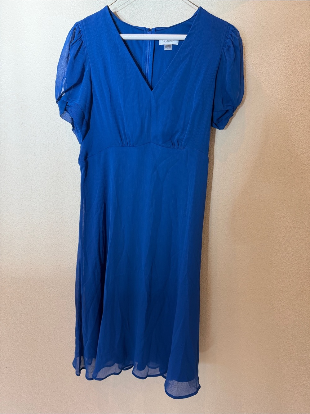 Calvin Klein Cobalt V-Neck Midi Dress